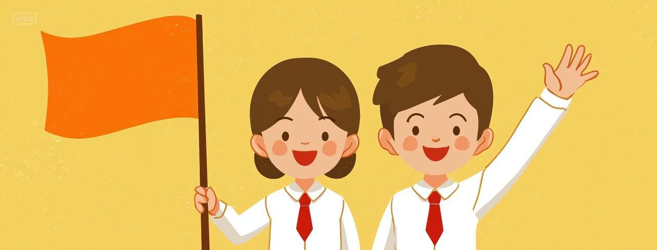 2名儿童拿着旗帜党建文化宣传我心向党国庆八一建军节海报背景