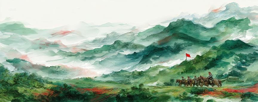 青山云海山河党建文化宣传八一建军节海报背景