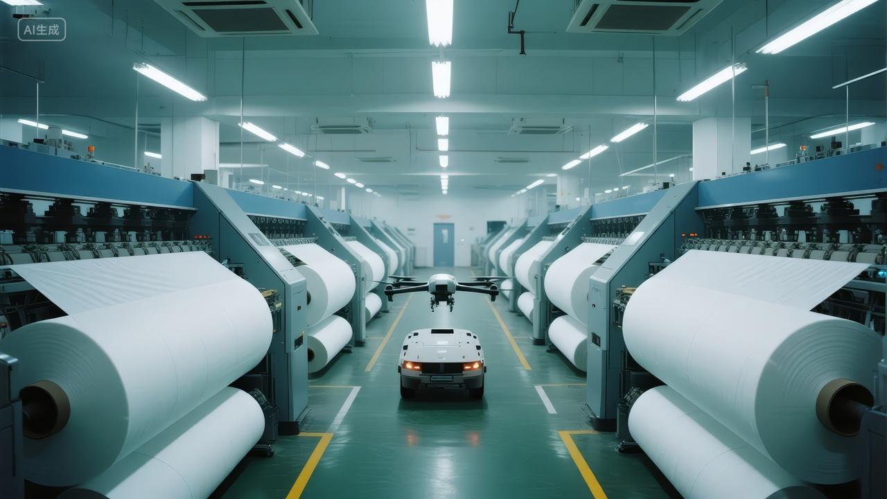 造纸厂生产线工业制造自动化仓储背景图