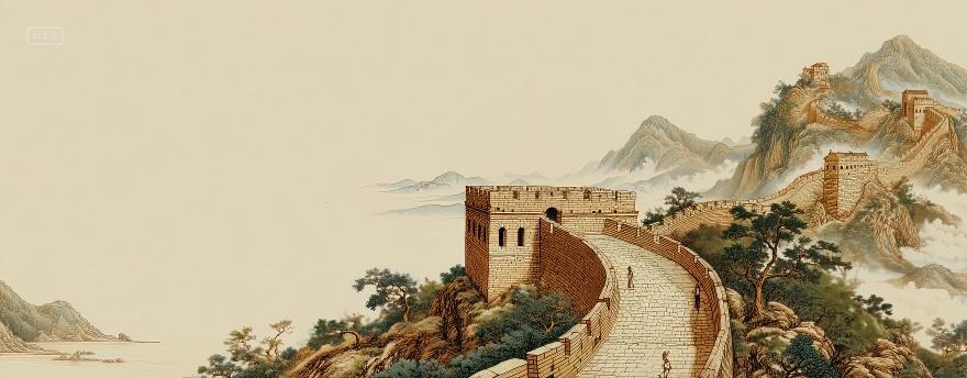 长城复古党建文化宣传海报背景