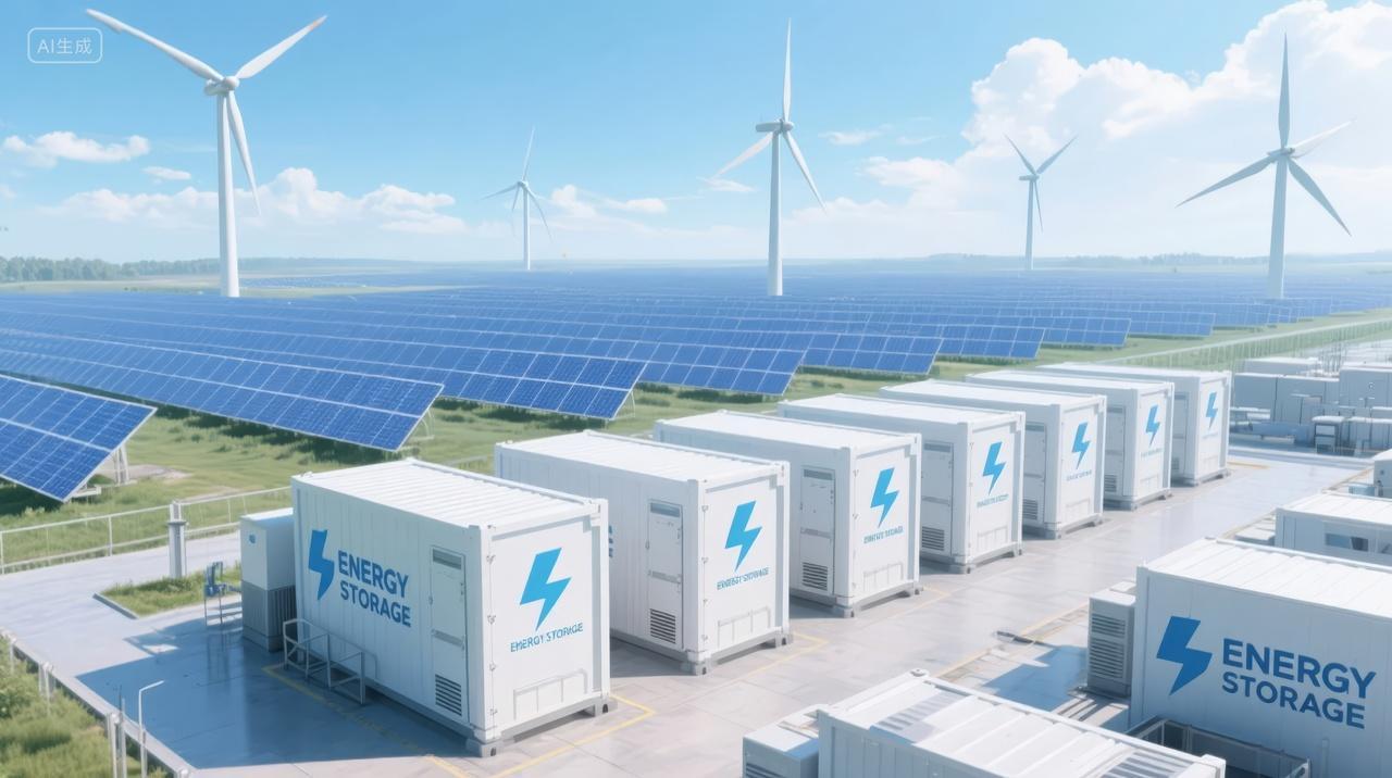 小暑节气新能源太阳能风力发电储能站背景