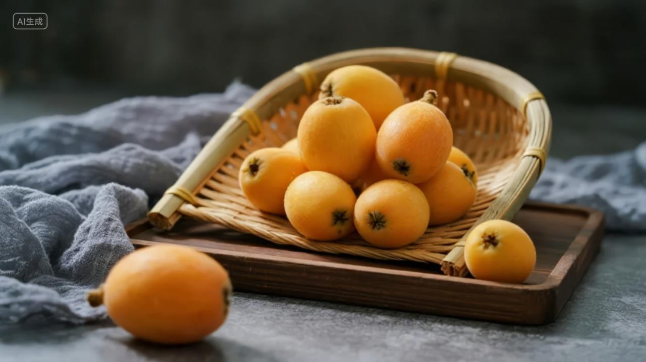 小暑大暑节气时令水果枇杷健康饮食背景