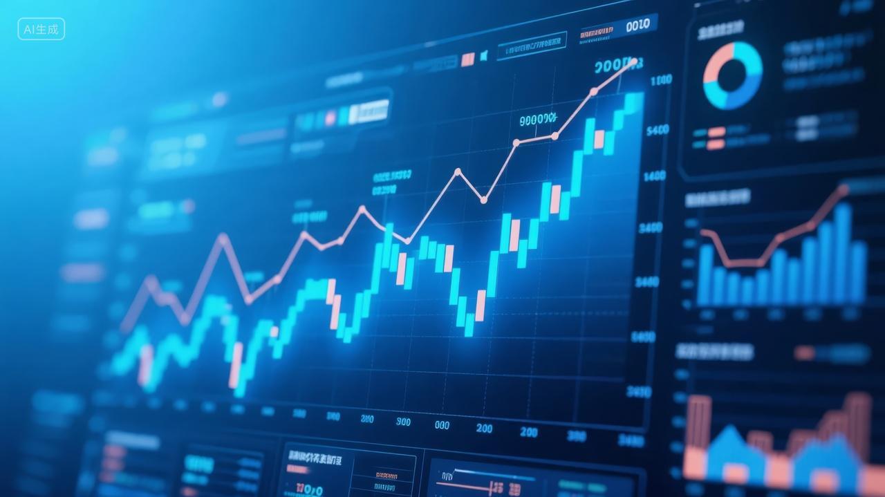金融理财股票数据K线图表经济增长背景