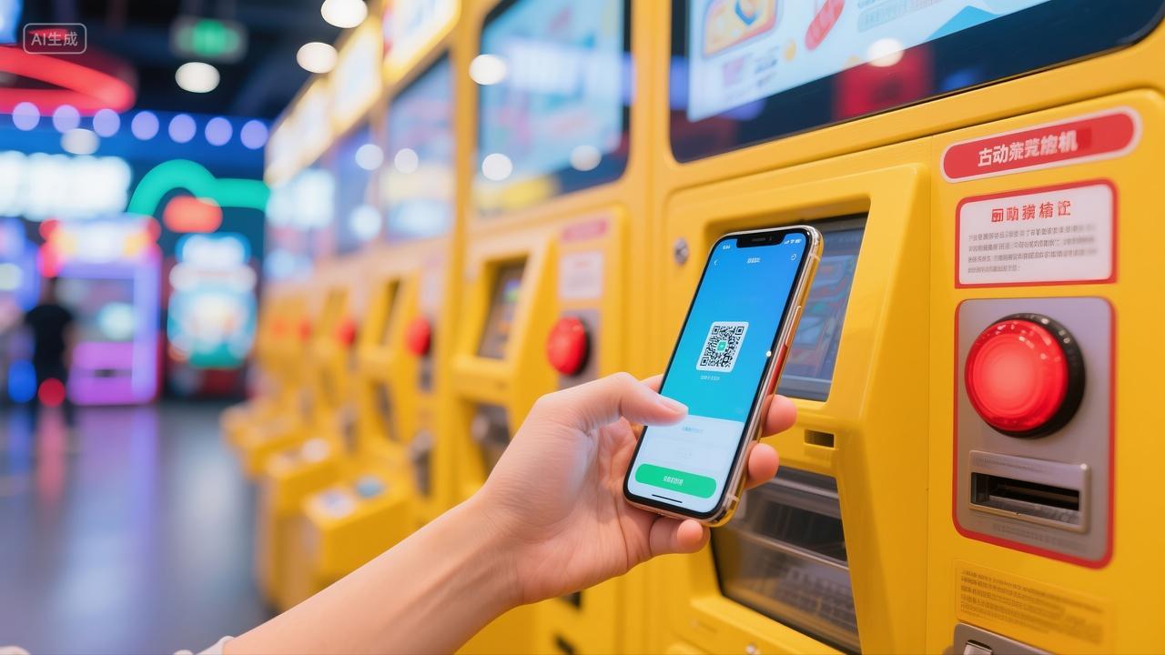 手持手机扫码支付智能生活科技背景图