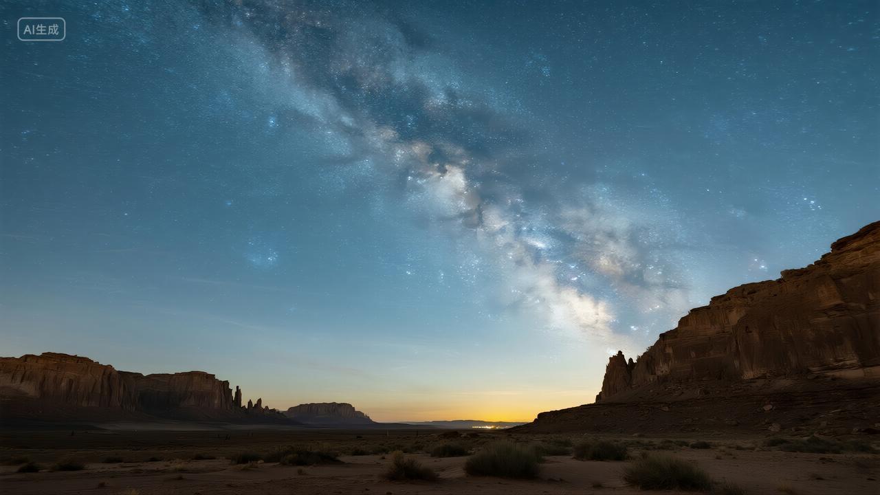 沙漠夜晚星空银河壮丽风景户外露营背景