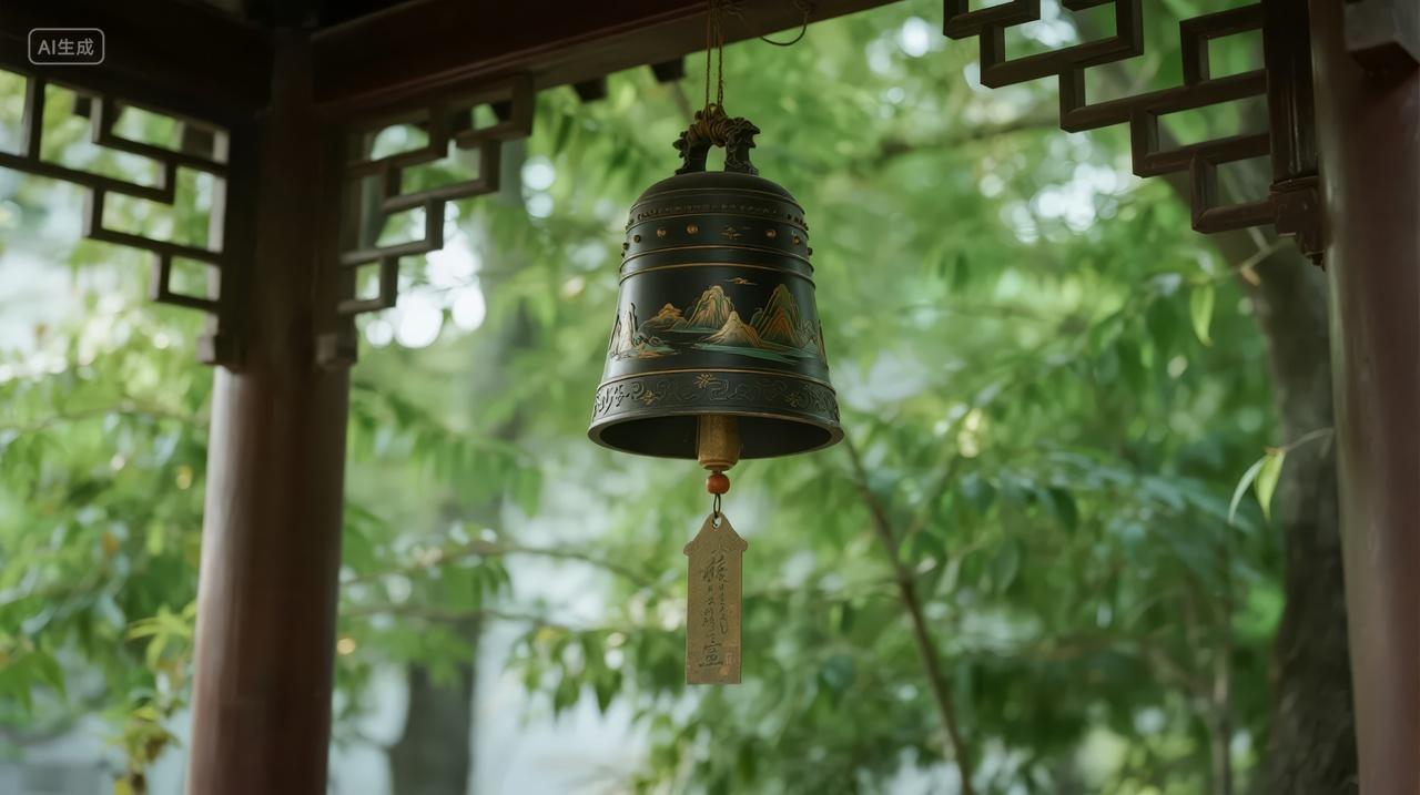 小暑节气中式园林风铃祈福宁静夏日背景