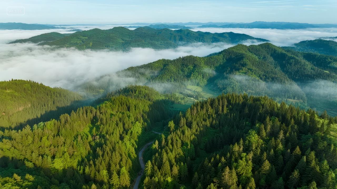 航拍群山云海壮丽自然风光旅游PPT背景