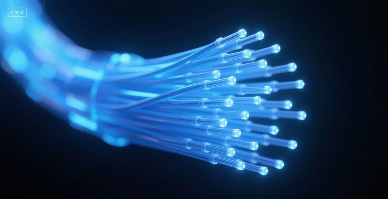 5G光纤网络数据传输通信科技蓝色背景