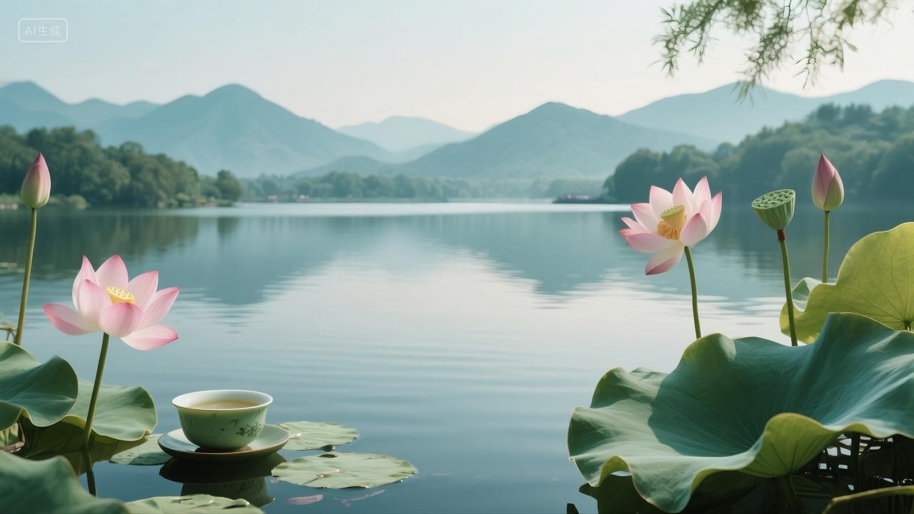 电脑壁纸荷花池塘荷叶湖水夏天