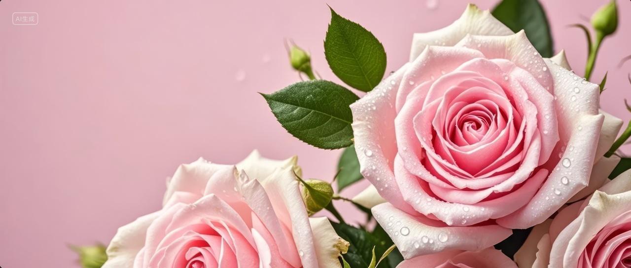 七夕节粉色玫瑰花束爱情浪漫贺卡背景图