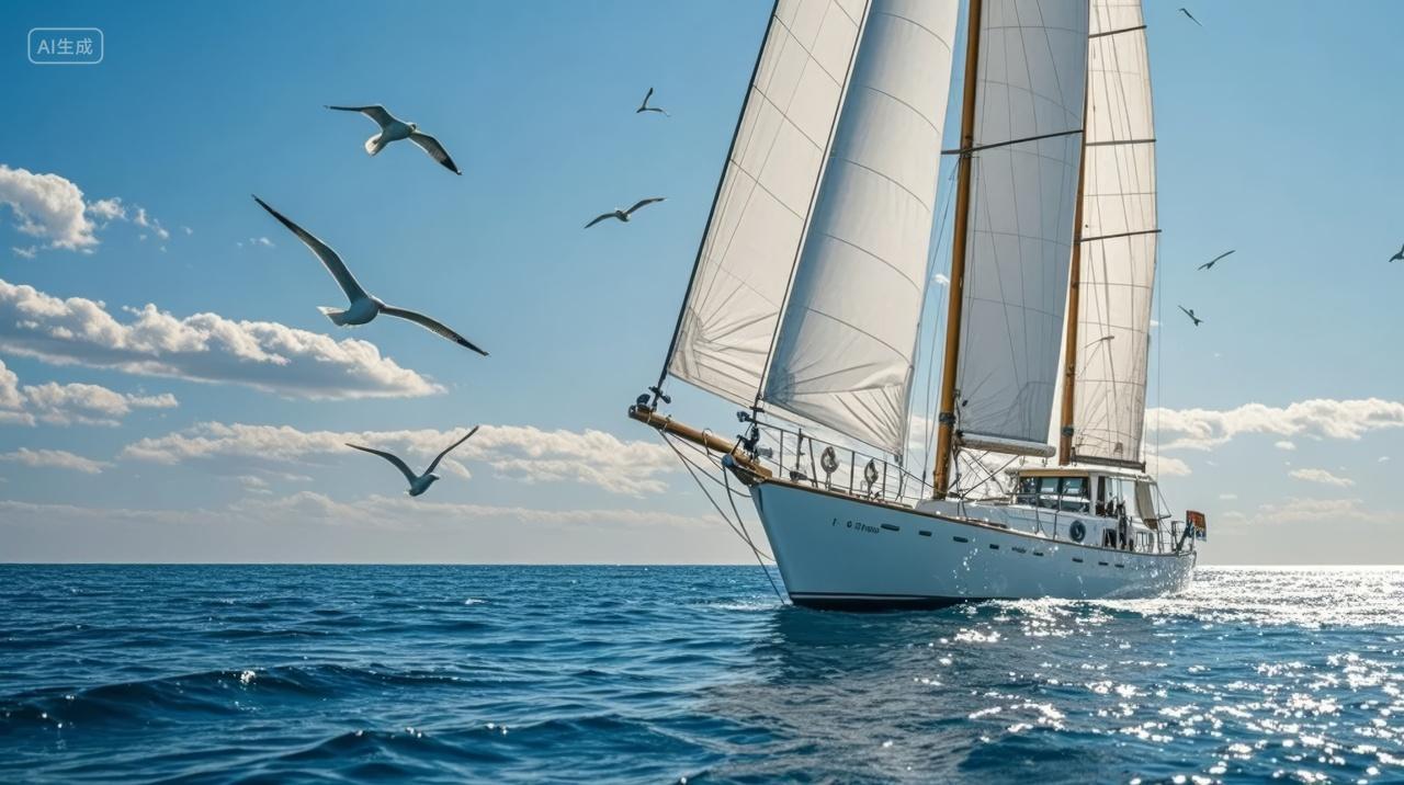 帆船航海乘风破浪一帆风顺成功励志背景