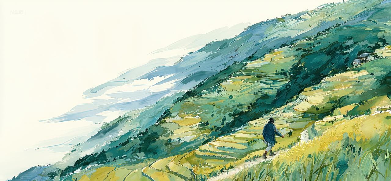 水墨青山树林二十四节气大暑海报背景