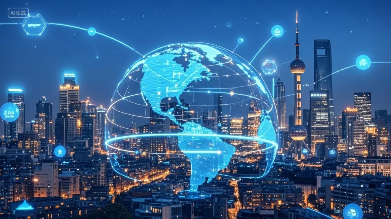 全球化5G智慧城市科技网络连接商务背景