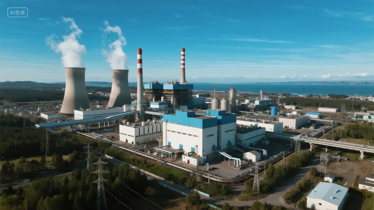 航拍核电站能源工业环保可持续发展背景