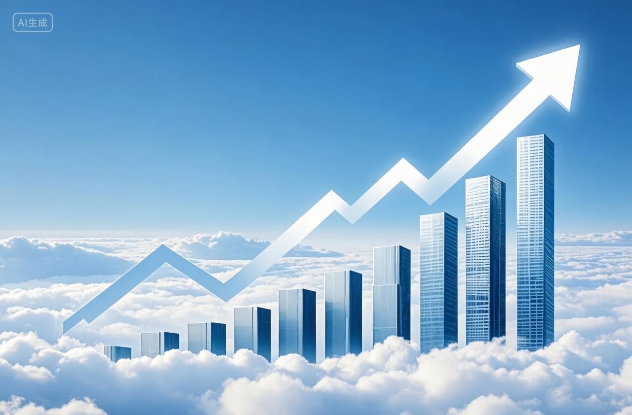 企业发展业绩增长股票金融云端商务背景