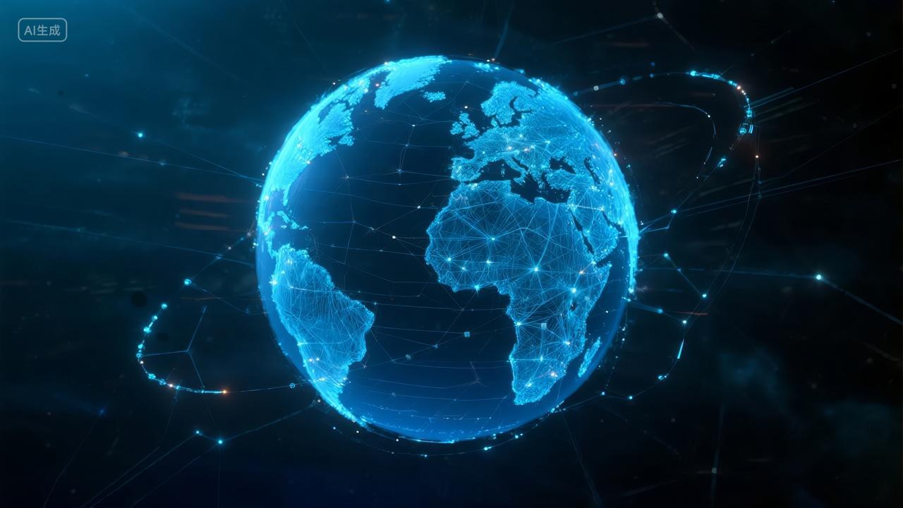 科技地球全球网络连接大数据商务背景