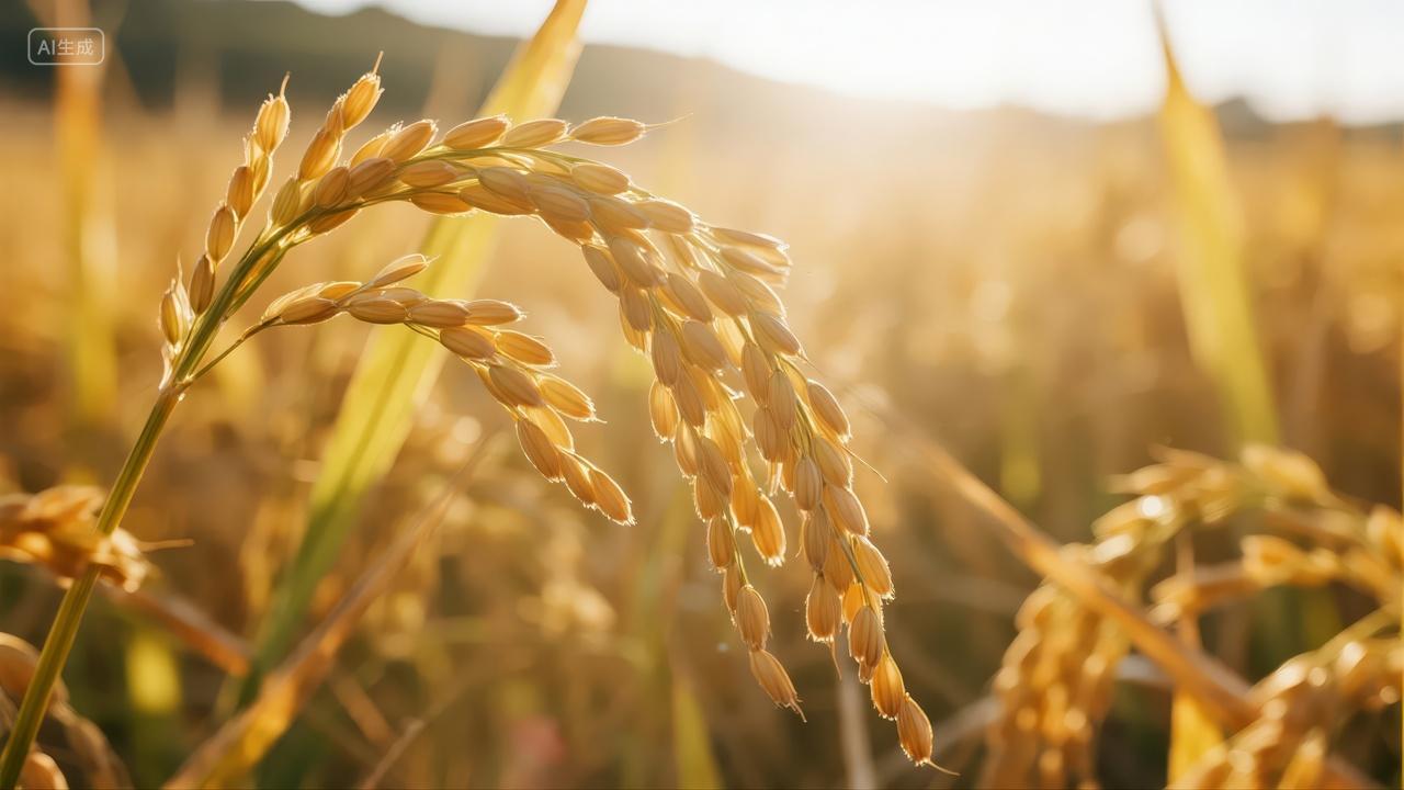 秋分节气世界粮食日水稻丰收农业背景