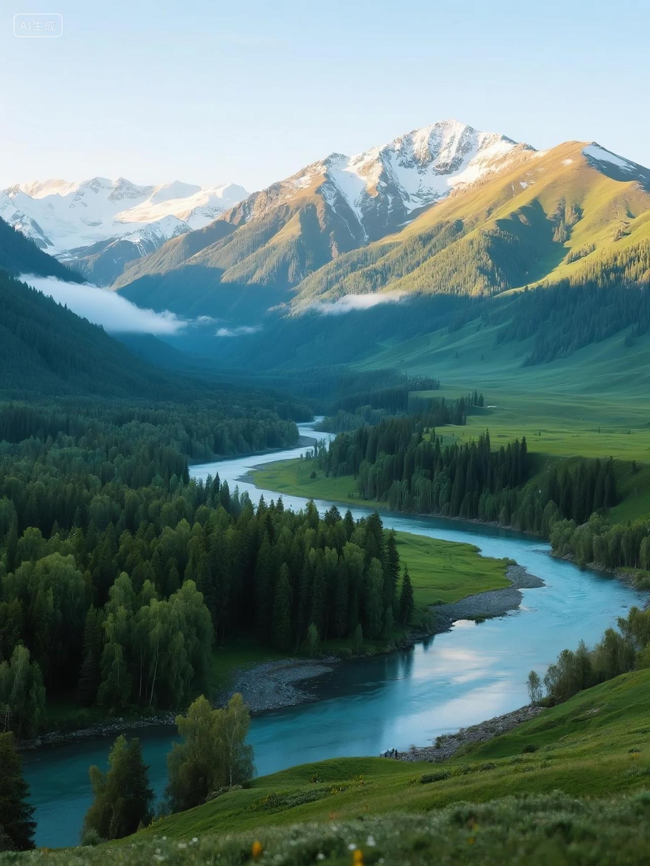 阿勒泰草原风光旅游风景摄影图