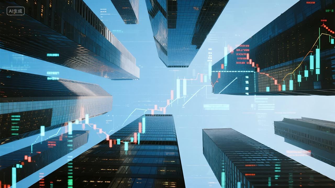 金融科技数据分析股票市场城市建筑背景