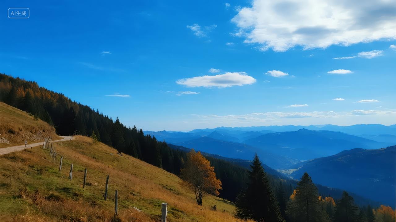 秋分节气登高望远山脉壮丽旅游风光背景