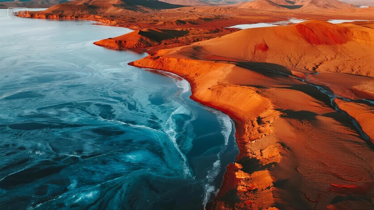 航拍丹霞地貌河流地质公园旅游风光背景
