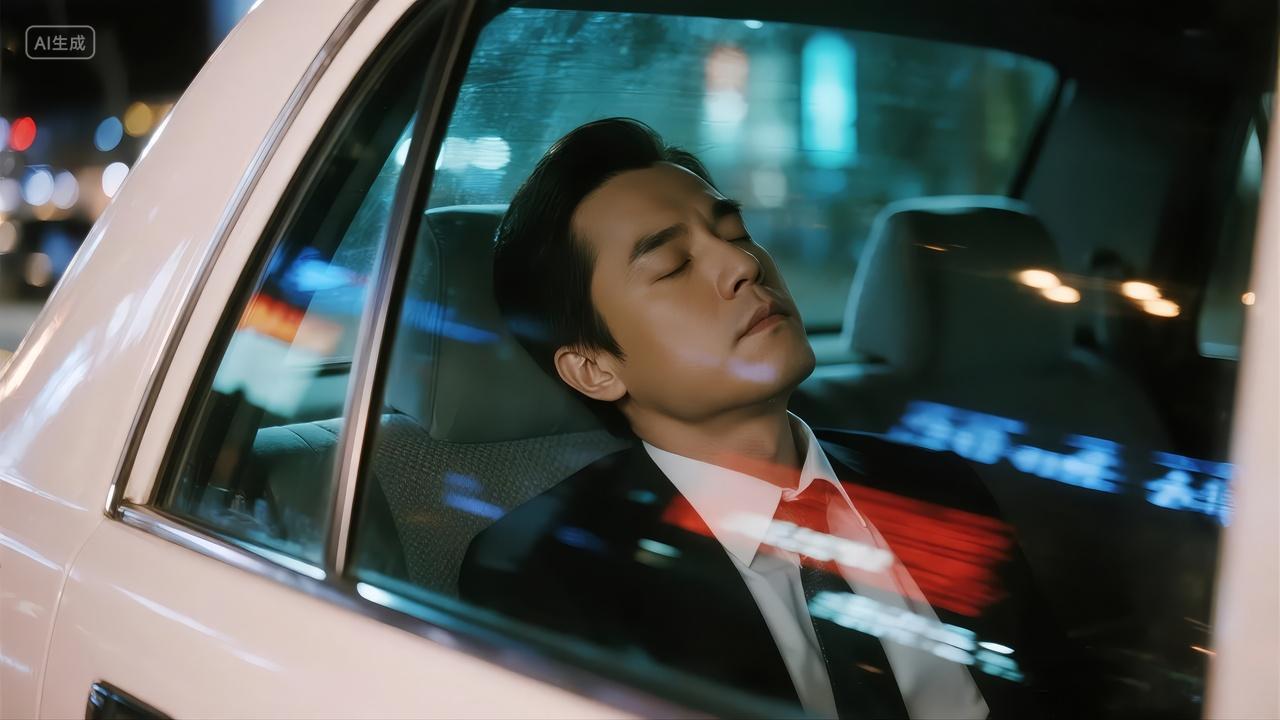 商务人士车内疲劳休息加班健康预警背景