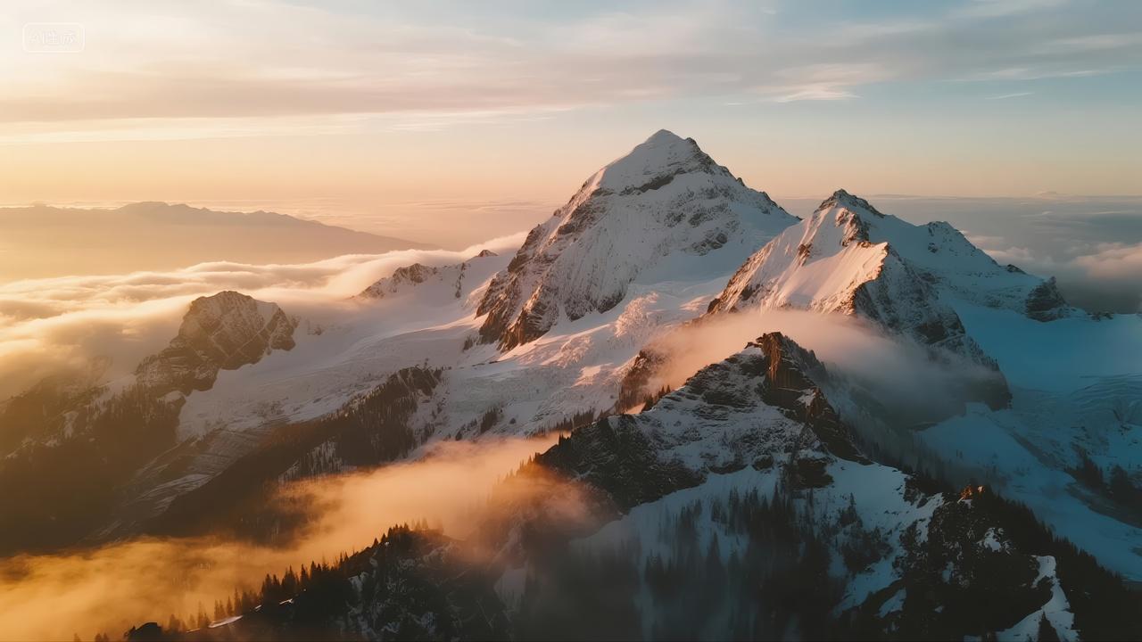 雪山日出云海壮丽风景企业文化励志背景