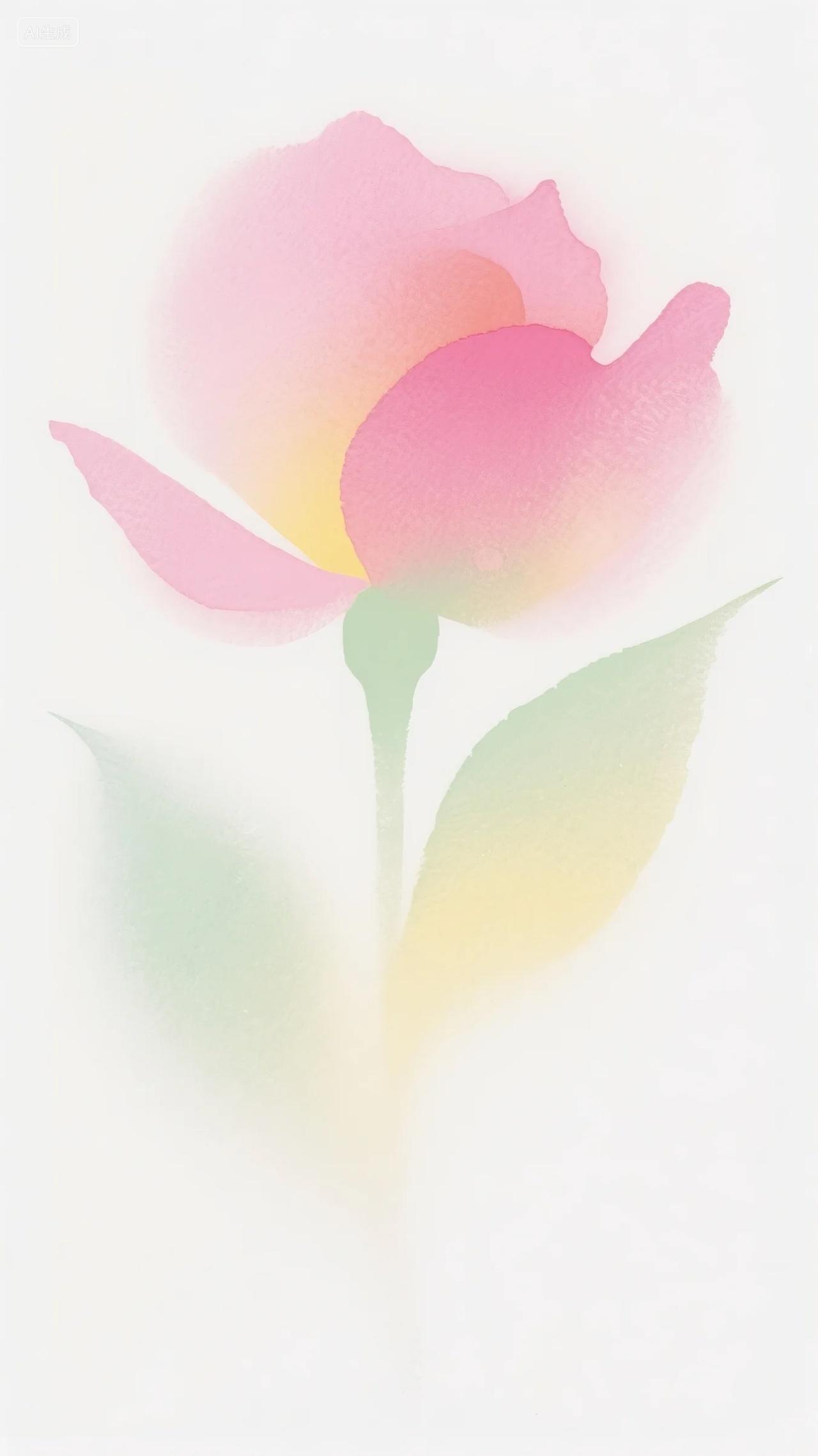 水彩晕染粉色花朵背景