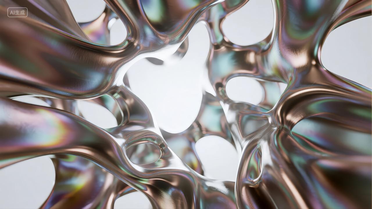 液态金属抽象结构科技未来感艺术背景图