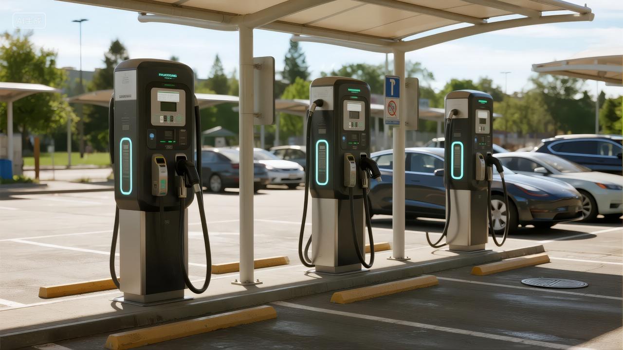 新能源电动汽车充电站环保出行科技背景