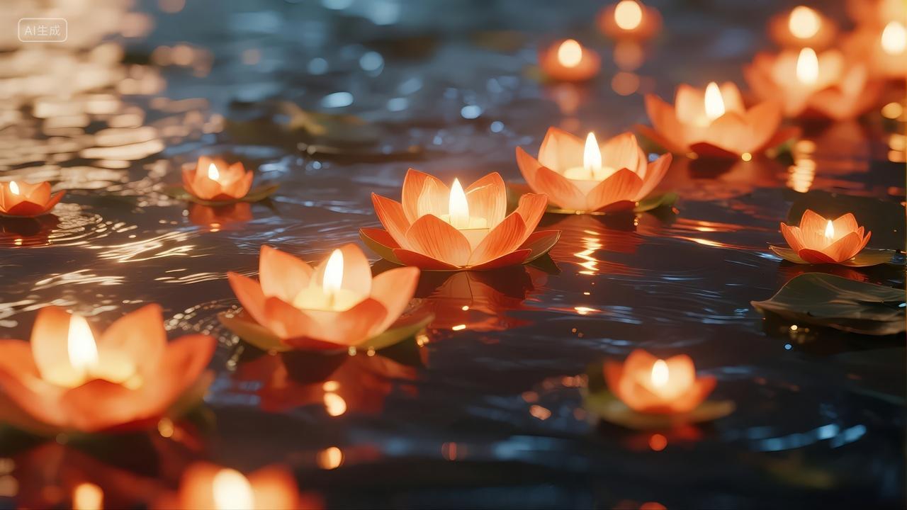 中元节放河灯祈福思念故人传统习俗背景