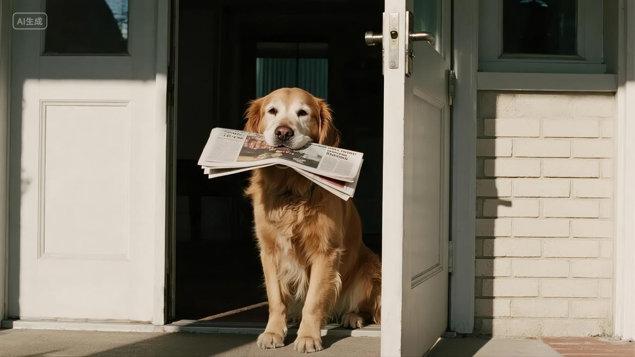 金毛犬送信忠诚服务快递邮政行业背景图