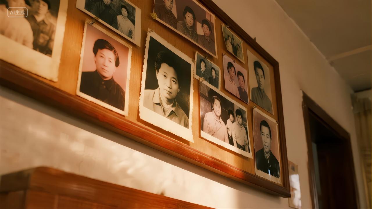 家族照片墙岁月记忆亲情传承家庭背景图