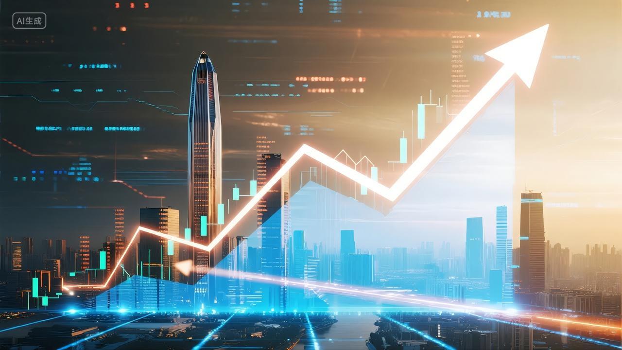 城市背景股票数据增长金融科技概念背景
