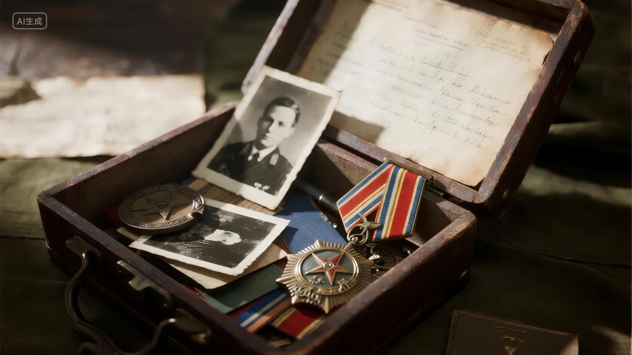 军功章旧照片建军节英雄退伍军人背景图