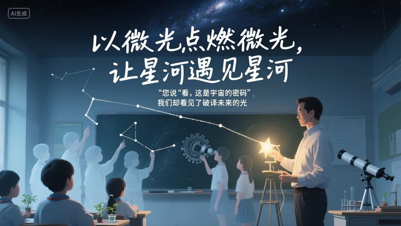教师给小学生讲解宇宙知识