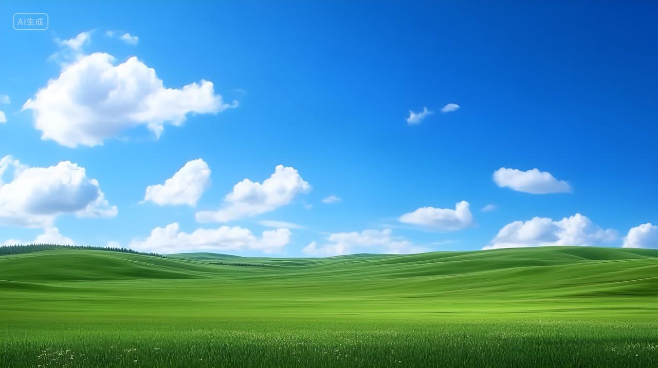 夏季草原蓝天白云自然风景壁纸