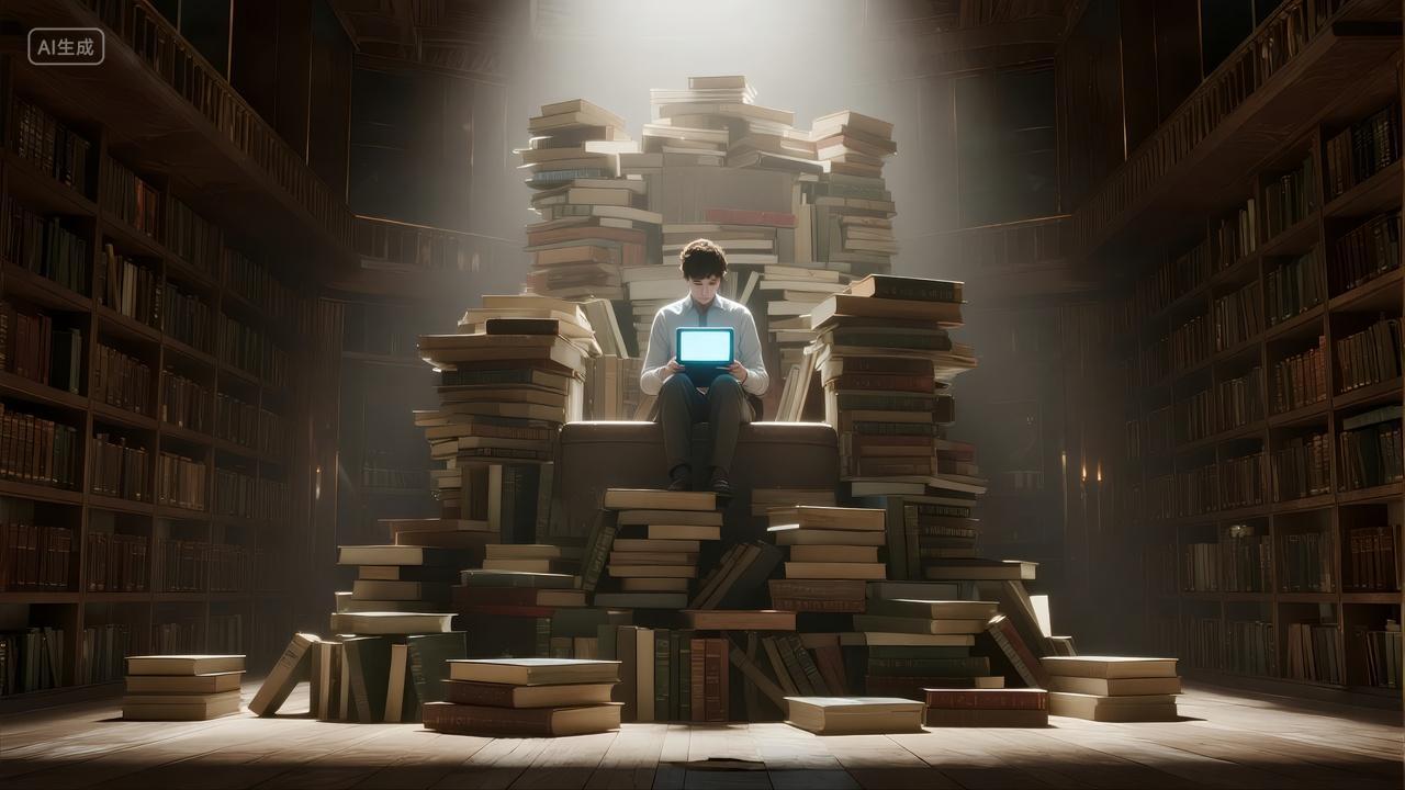 知识海洋书山学习教育行业励志背景图