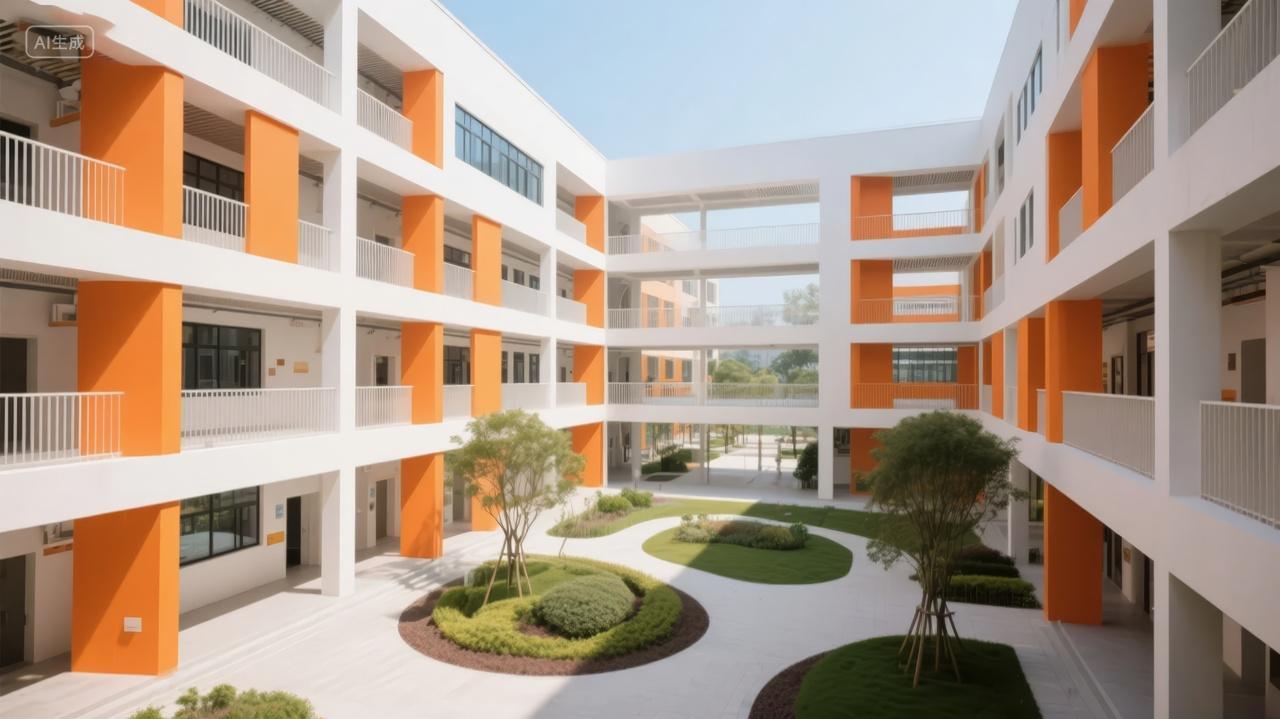 学校建筑庭院设计教育地产广告背景图