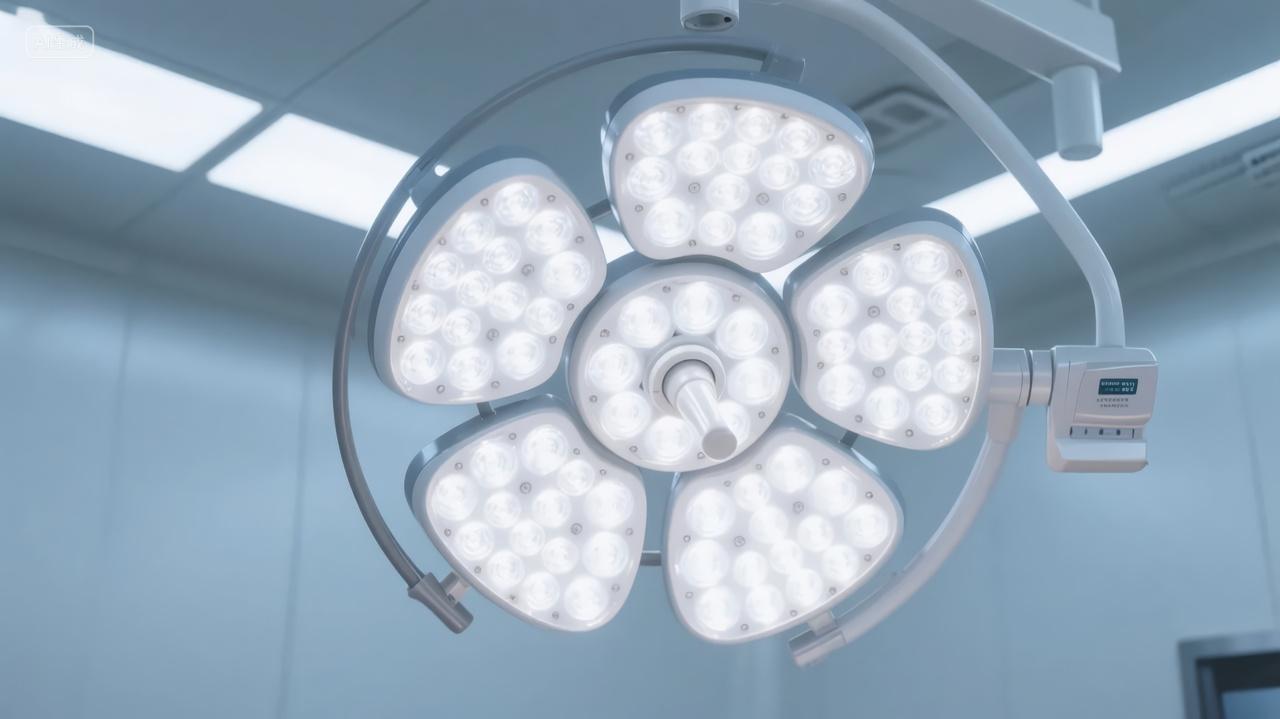手术室无影灯特写医疗设备科技产品背景