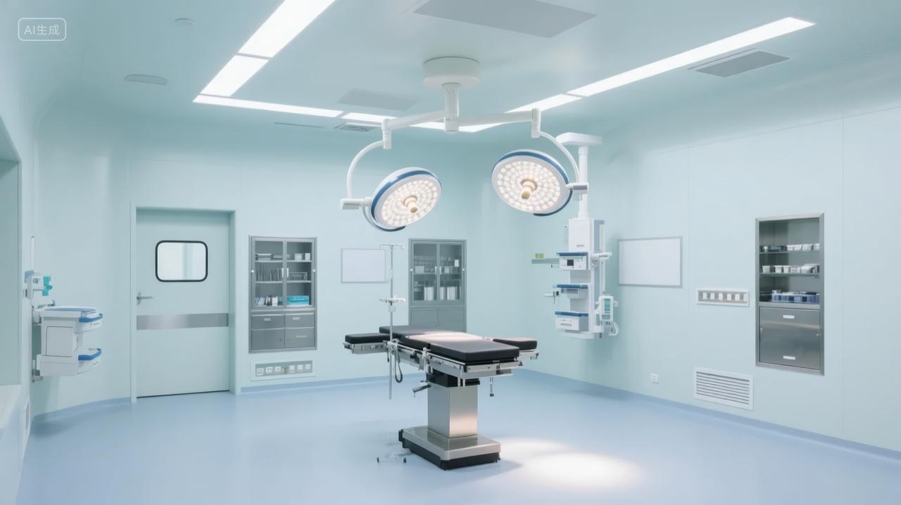 现代医疗手术室无影灯设备科技卫生背景