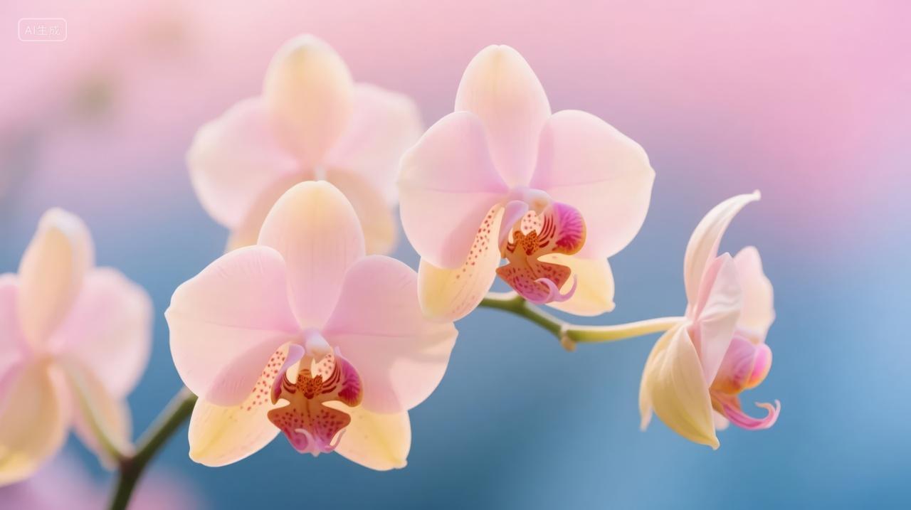 七夕节蝴蝶兰花卉唯美温馨浪漫祝福背景