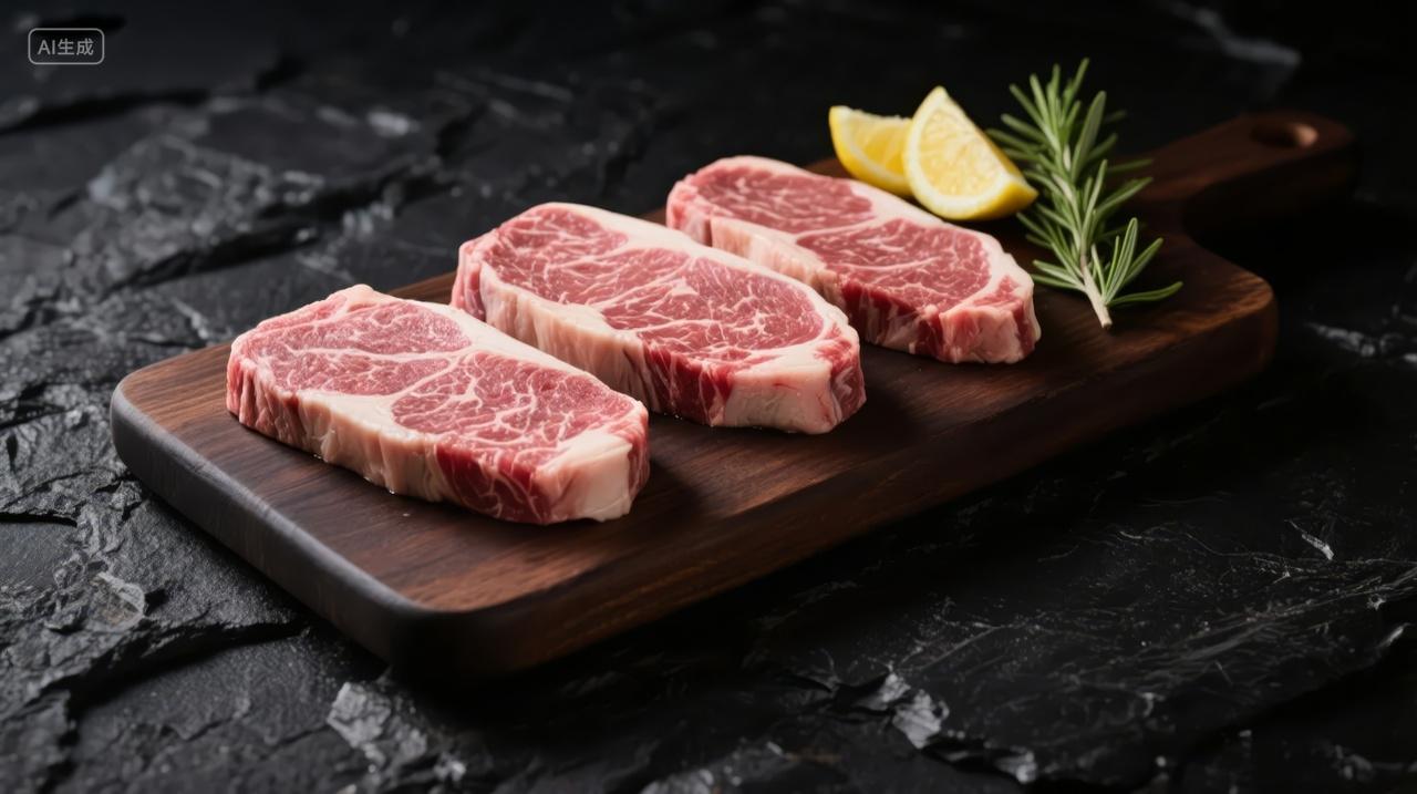 新鲜生牛肉牛排食材美食餐饮菜单广告背景