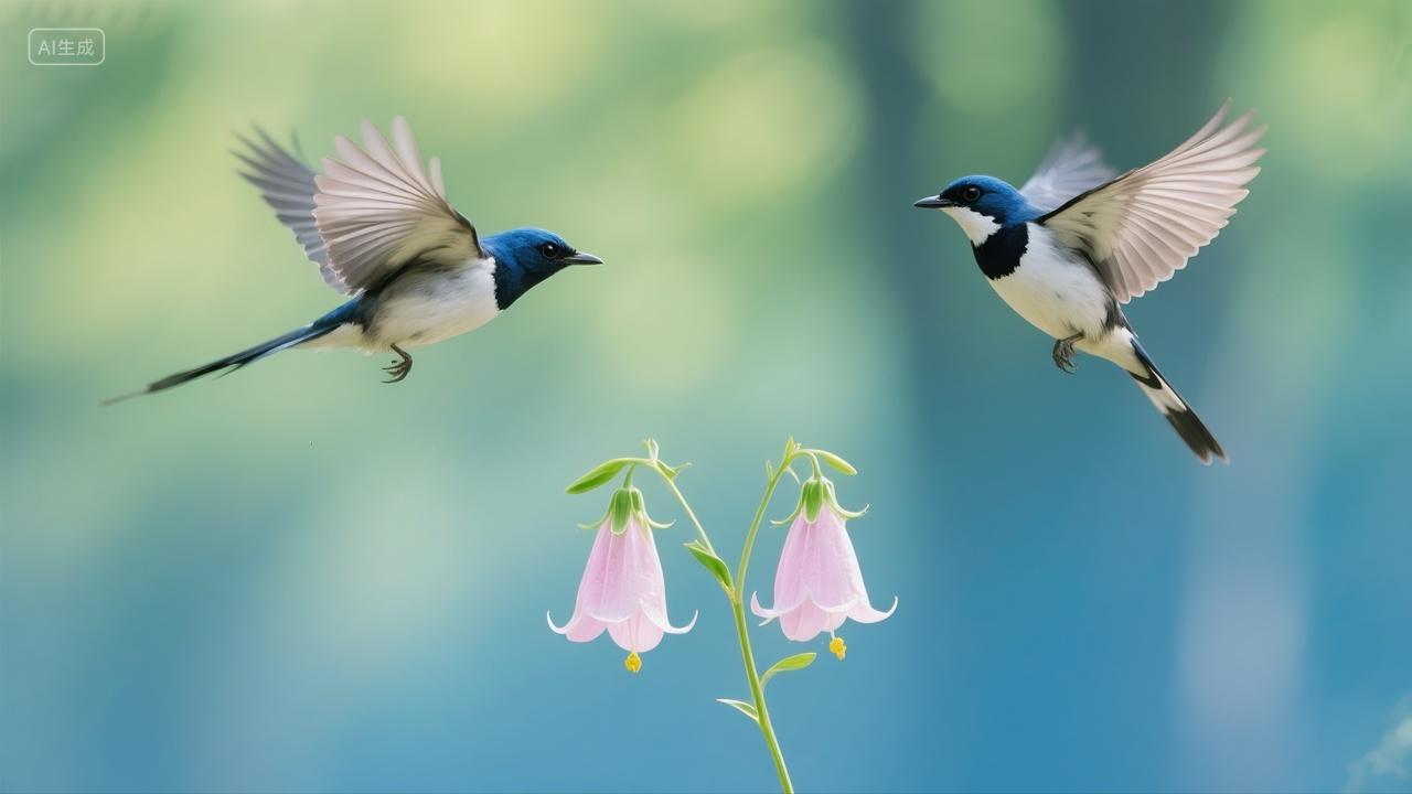 电脑壁纸护眼清新小鸟风铃