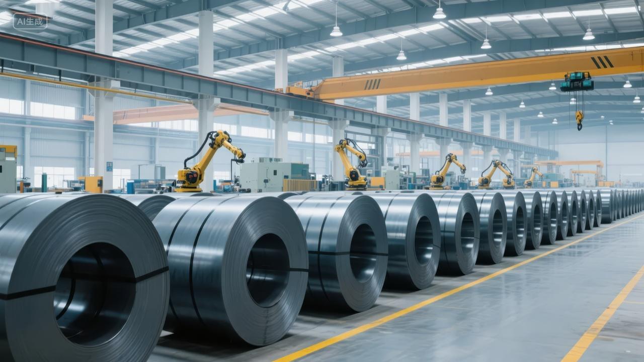 钢铁工厂自动化生产线工业制造背景图