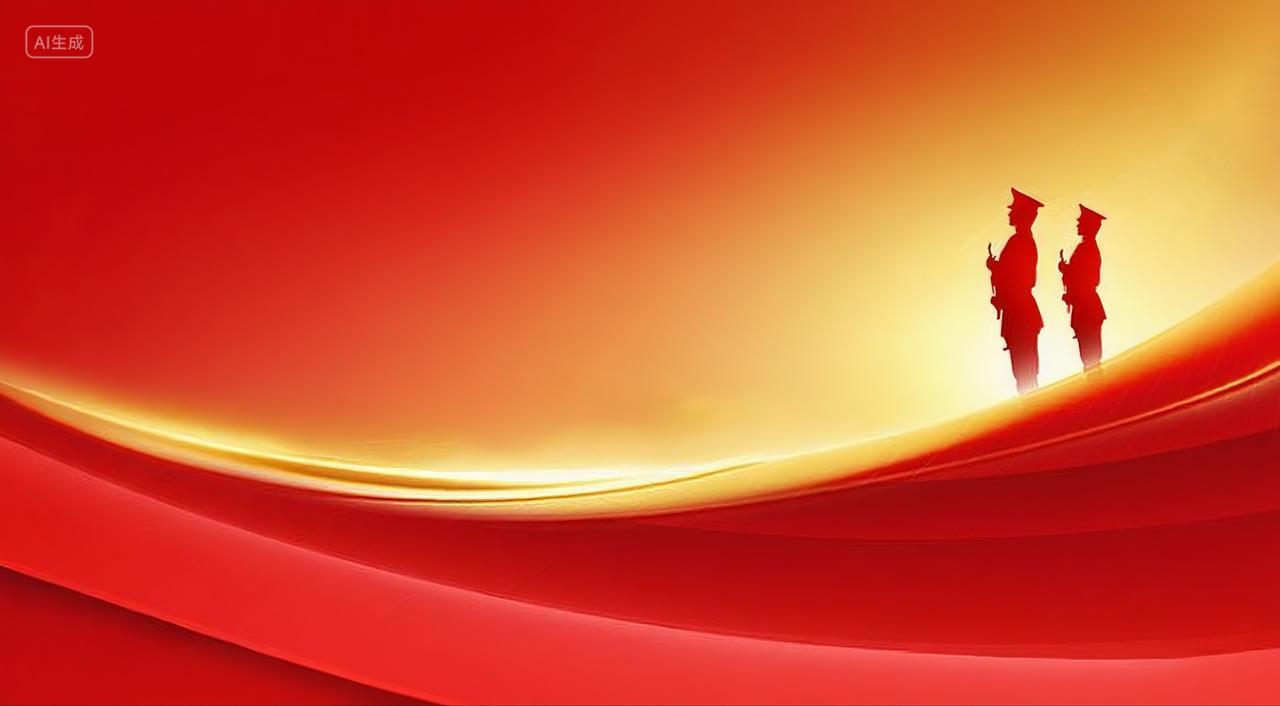 八一建军节红金色党政风背景