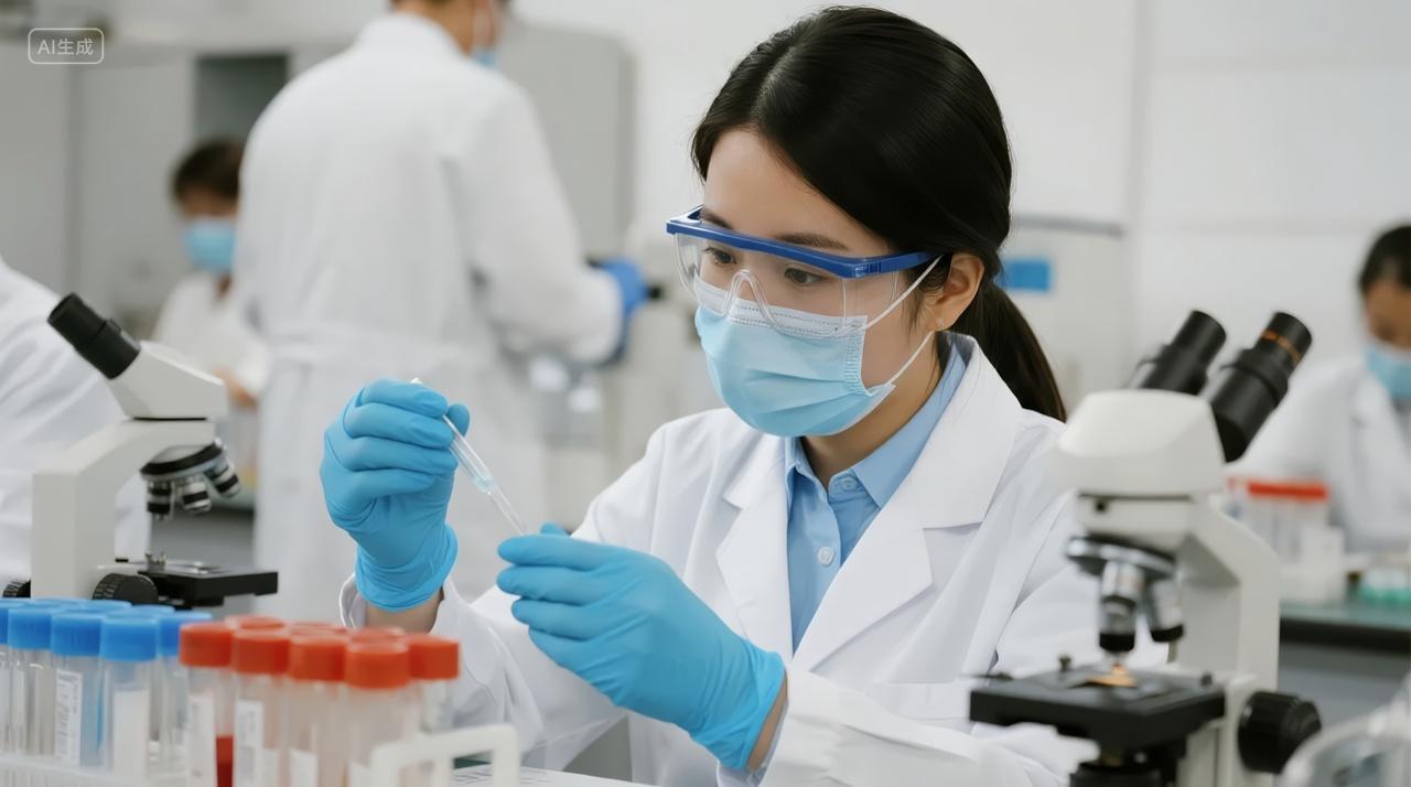 医疗科研女科学家实验室研发工作背景图