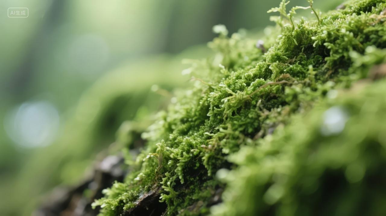 小暑节气森林苔藓特写微距自然生态背景