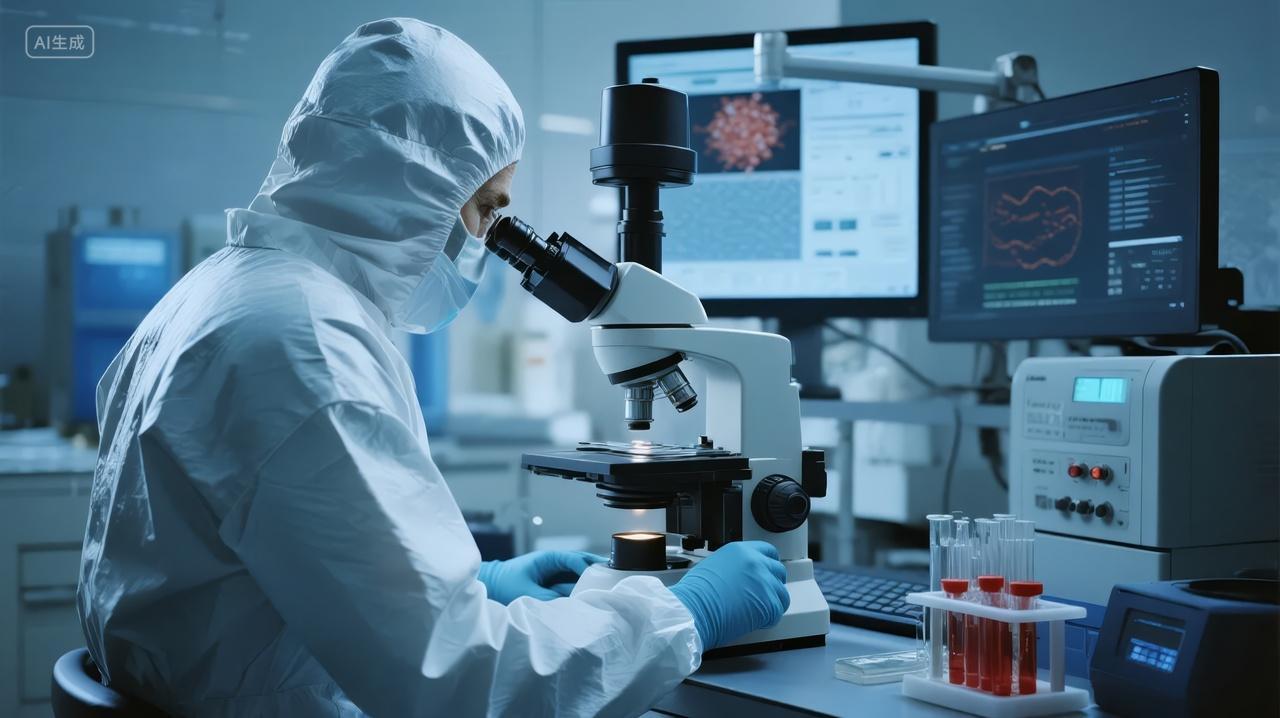 科学家实验室显微镜医疗科研创新背景图