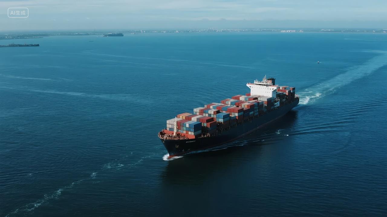 国际贸易海运货轮集装箱物流运输背景图